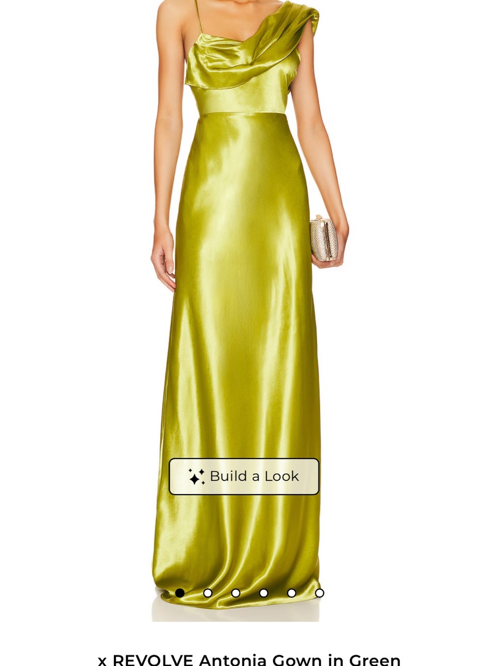 REVOLVE Antonia One-Shoulder Satin Maxi Skirt in Lime Green
